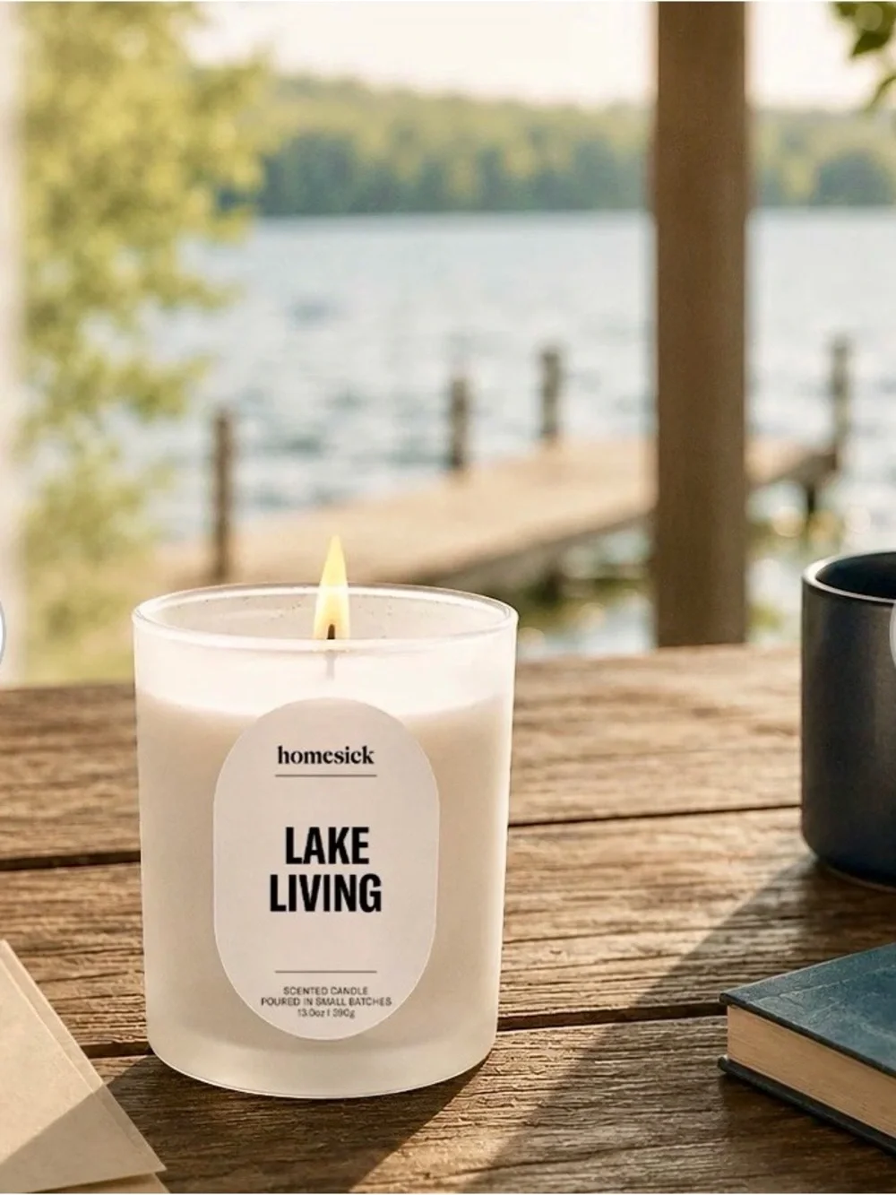 Homesick Candles “Lake Living” Scented Candle Fresh and Delicious NEW in Box